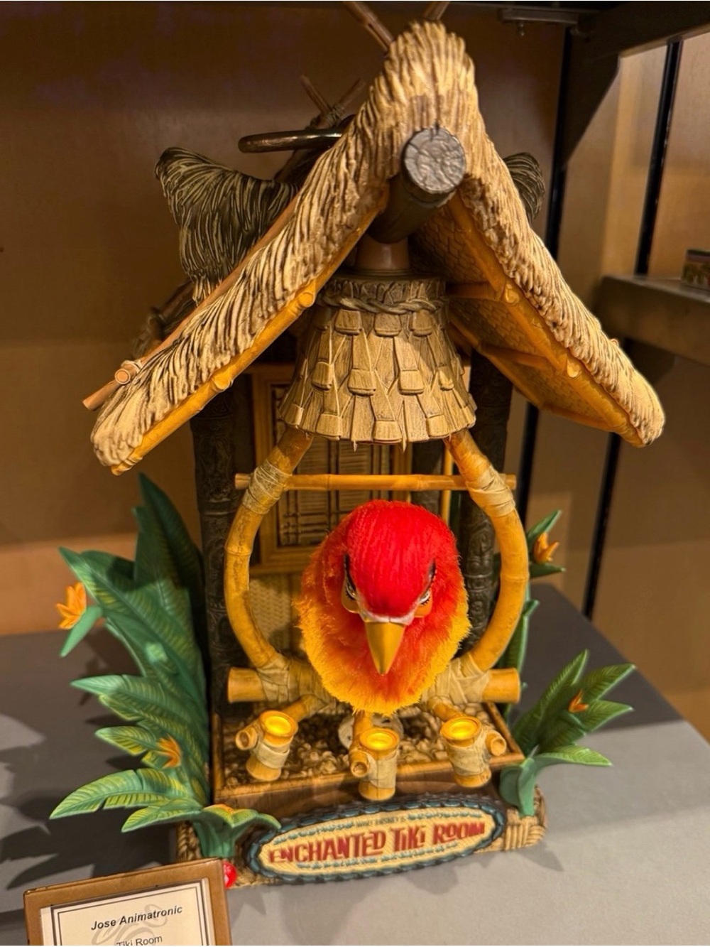 Disney Enchanted Tiki Room Red and Orange Animatronic Parrot Perch